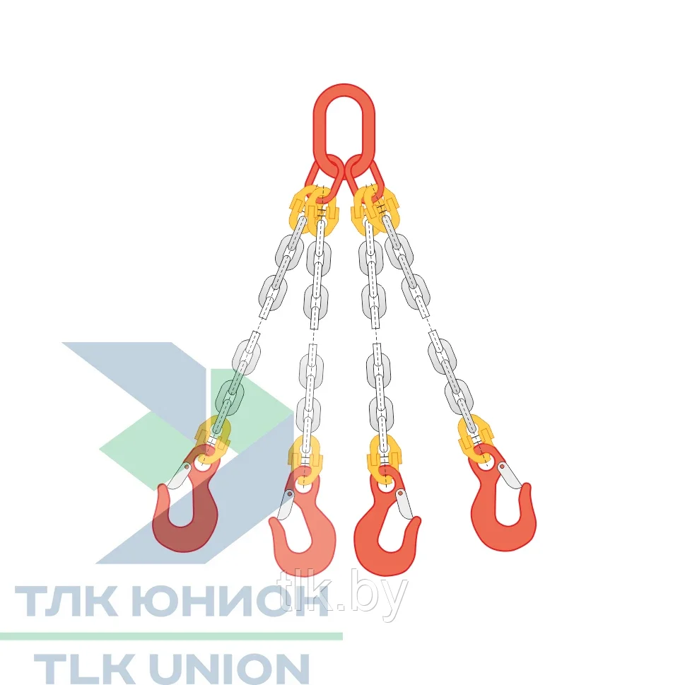 Строп цепной четырёхветвевой 4СЦ, класс Т8, крюки с широким зевом VAL13, 11,2т, 8м, РОМЕК 8-4СЦ-11,2/8000