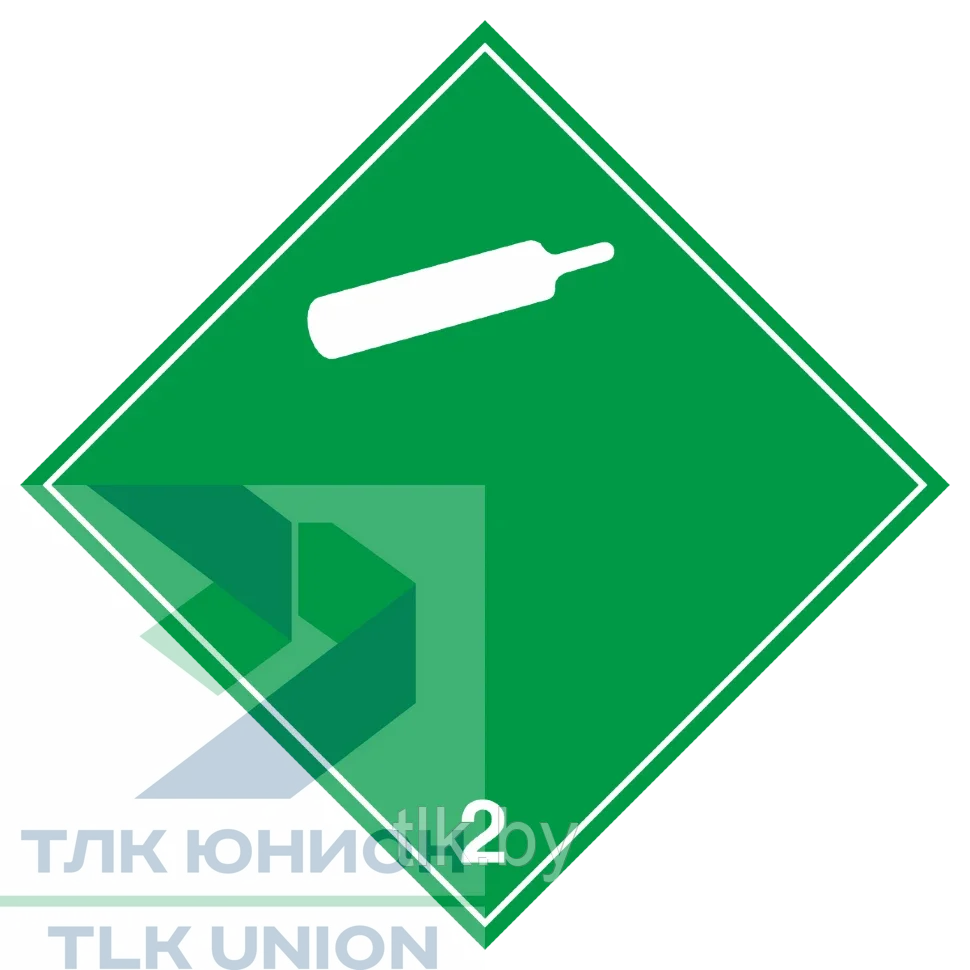 Таблица: Знак опасности 2.2 "Невоспламеняющиеся, нетоксичные газы" 300х300 мм (белые надпись и изображение)
