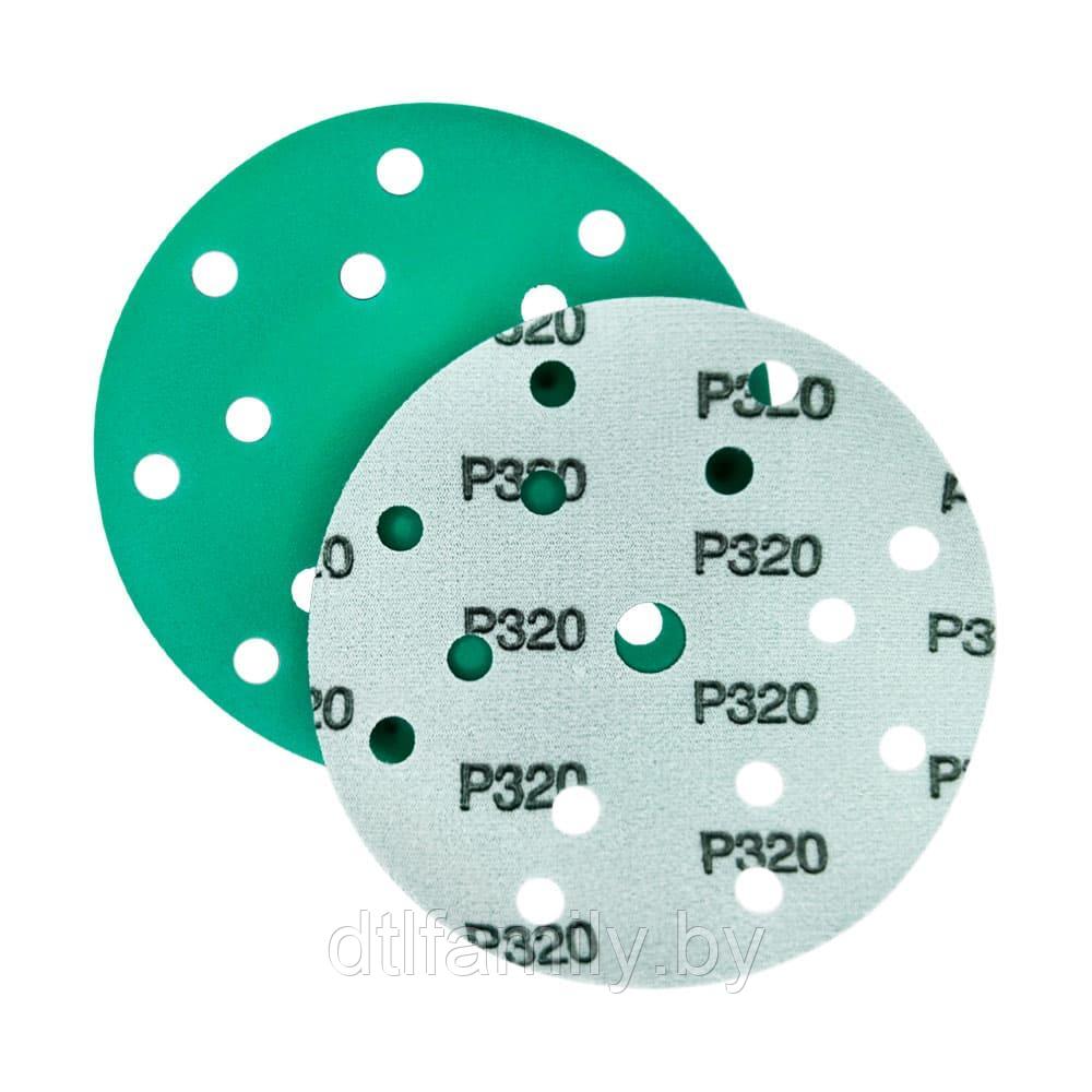 Шлифлист d150 мм 15 отверстий P320 (цирконий на пленке) Гамматест GTA203T320