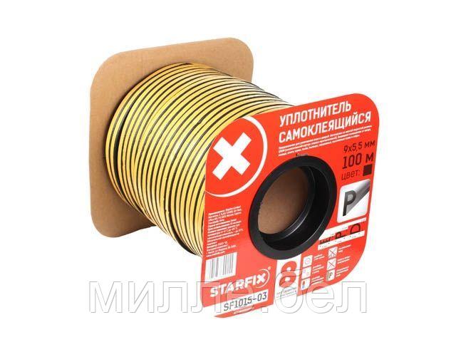 Уплотнитель "P" черный  9х5,5мм 100м (сдвоенный профиль 2х50м) STARFIX