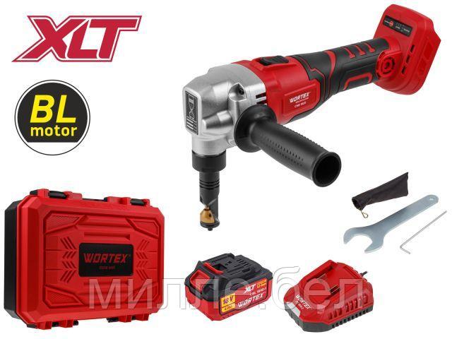 Аккум. ножницы высечные WORTEX CNB 1825 XLT SET БЕСЩЕТ., 18 В, 900-2000 ход/мин, до 2,5 мм, 1х4 А*ч (сталь до