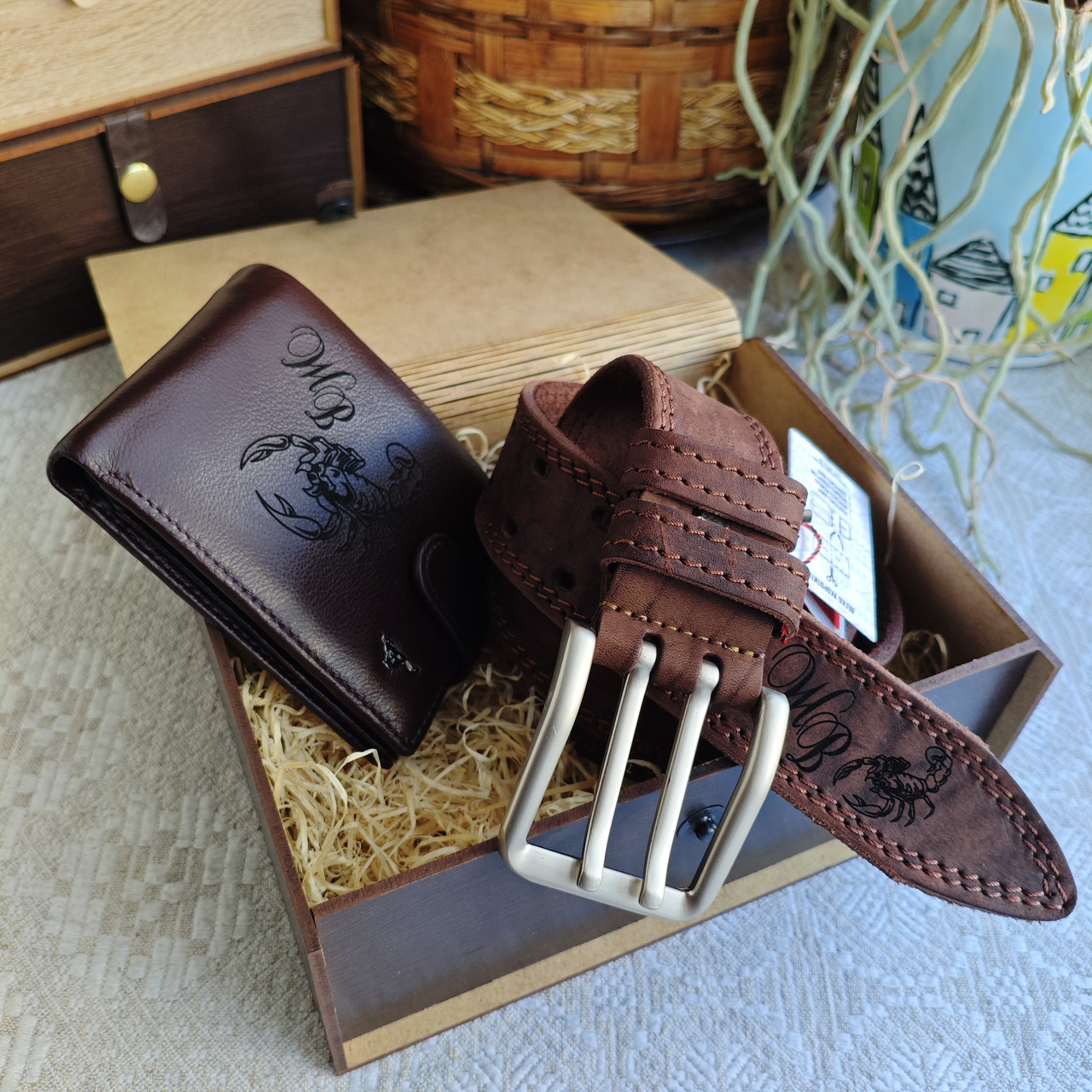 Мужской набор: ремень ТЁРКА 4см + кошелёк портмоне L560-208