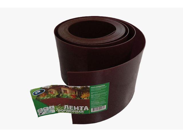 Лента бордюрная 20 см, цвет- коричневый, рулон (10м) садовая/газонная (ПластЛайн)