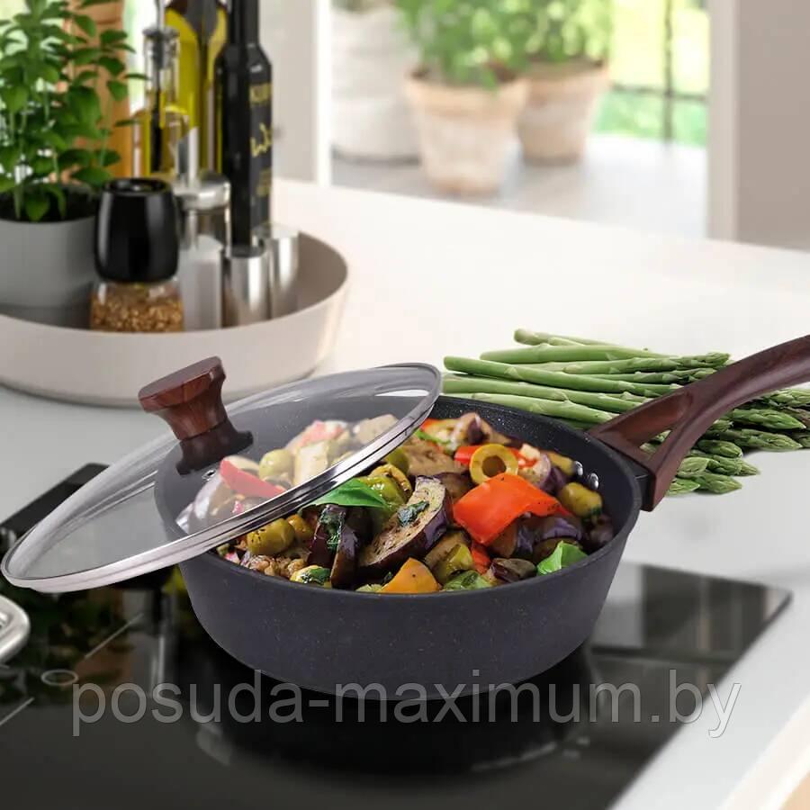 Сковорода глубокая сотейник с крышкой Maestro MR1216-28см