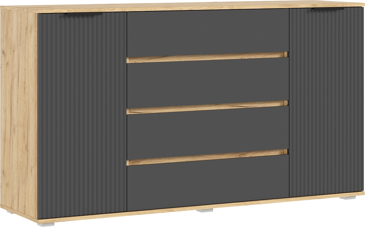 Комод МАРВЭЛ (Дуб Крафт золотой/ Браш Графит) МиФ