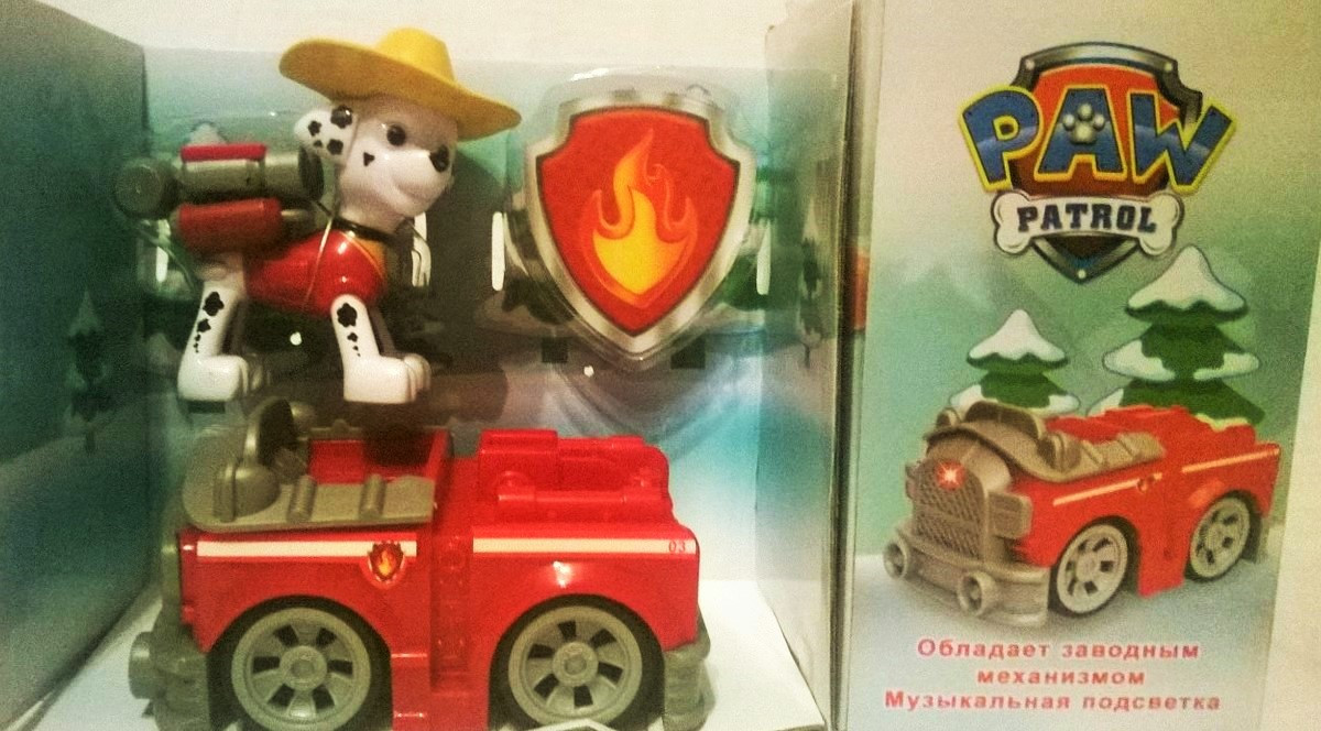 Щенячий патруль Маршал и пожарная машина (Paw Patrol) (свет/звук), 3D значок, JD-909C - фото 1 - id-p36220213