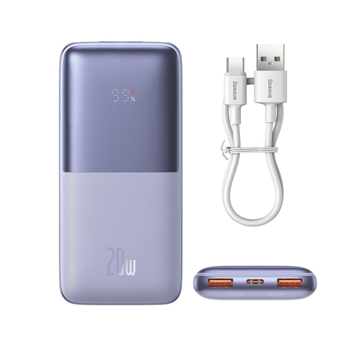PowerBank 10000mAh Baseus PPBD040205 Bipow Pro 20W Фиолет. (Вход: Type-C. Выход: 2*USB/Type-C 5V-12)