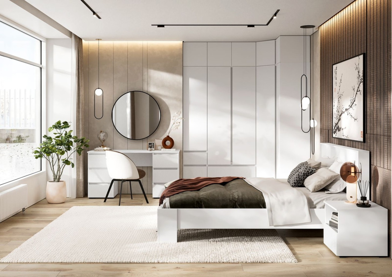 Спальня Хелен (МДФ) - Комплект 2 - Белый (Стендмебель)