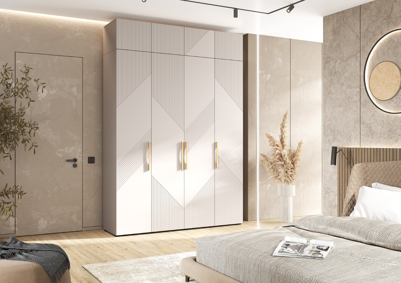 Шкаф 4-х створчатый ИРИС 1800 с антресолью (Кашемир) МиФ