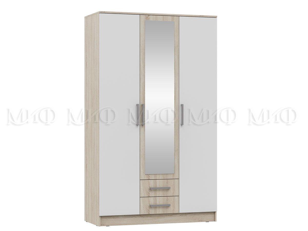 Шкаф для одежды 3-дверный МАРТИНА (Дуб Сонома/ Белый глянец) МиФ