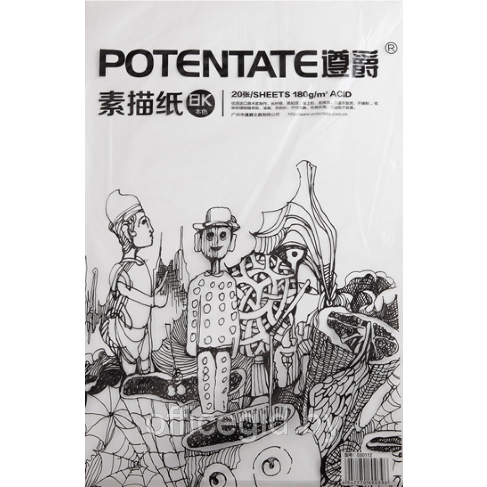Бумага для рисования "Potentate", 180 г/м2, 78.7х109.2 см, натуральный белый