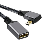 Кабель угловой левый Digitalfoto Micro HDMI - HDMI Extension 20см, фото 2