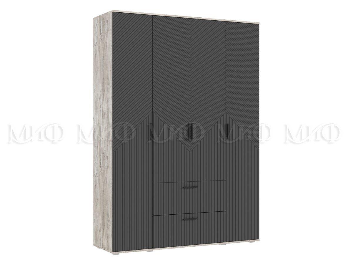 Шкаф 4-х створчатый СИЛЬВИЯ 1600 (Дуб Юкон/ Браш графит) МиФ