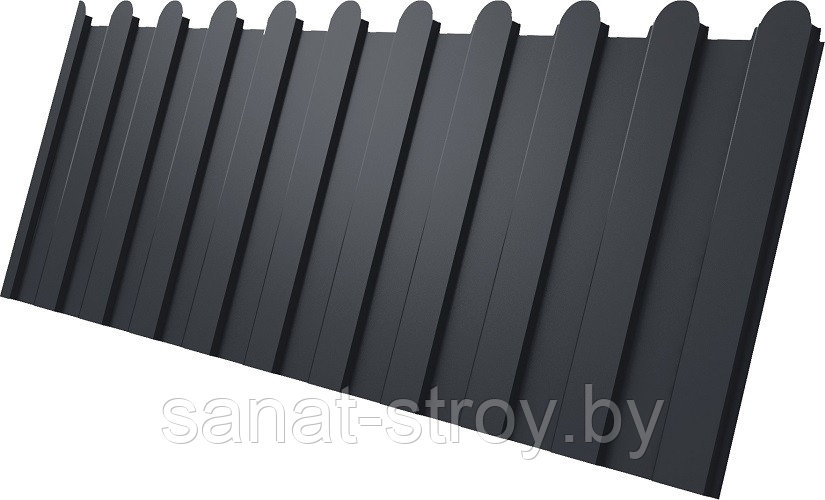 Профнастил С8A в02 фигурный Grand Line 0,4 ПЭ матовый двухсторонний RAL 7024 Мокрый асфальт