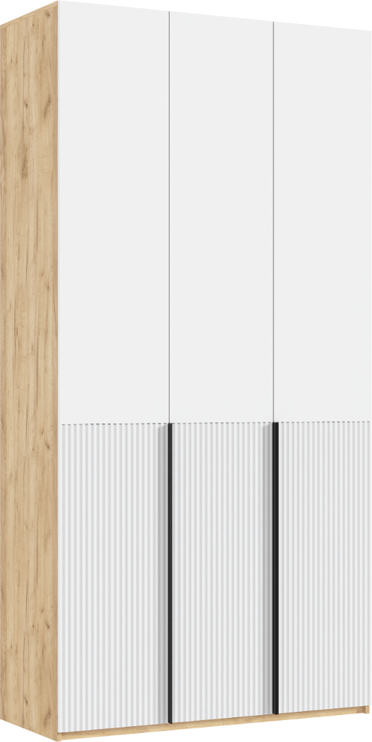 Шкаф 3-х створчатый МАРВЭЛ  с доп. ящиками (Дуб Крафт золотой/ Браш Вайт) МиФ