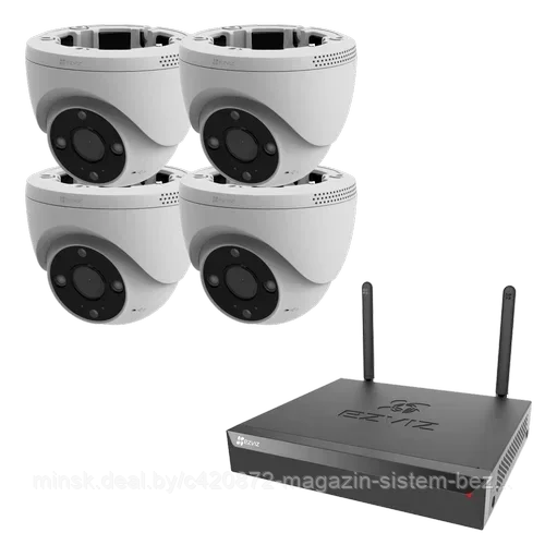 Комплект 4 уличные IP камеры EZVIZ H4 2K 3 Мп (2,8 мм) с видеорегистратором X5S