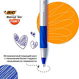 Ручка шариковая BIC. Round Stic Exact, синий стержень, узел 0.7 мм, резиновый упор, одноразовая, серый корпус, фото 2