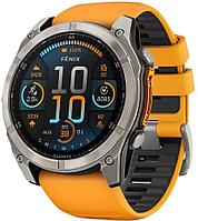 Умные часы Garmin Fenix 8 Sapphire 51мм (титановый, оранжевый силиконовый ремешок)
