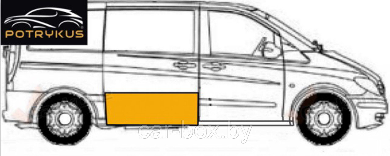 Панель кузова прав раздвижная дверь высота 415мм Mercedes-Benz Vito II (W639) 03-15