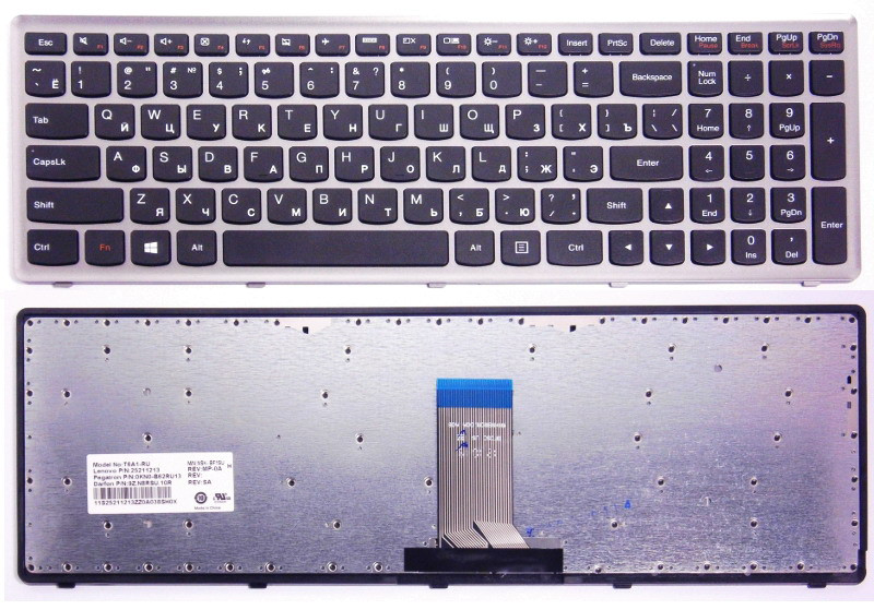Клавиатура ноутбука LENOVO U510-IFI серая