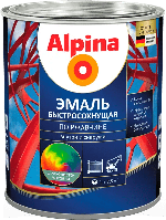 Грунт-эмаль алкидная "Alpina Эмаль быстросохнущая по ржавчине шелковисто-матовая, цветная, RAL 6005" 0,90 кг