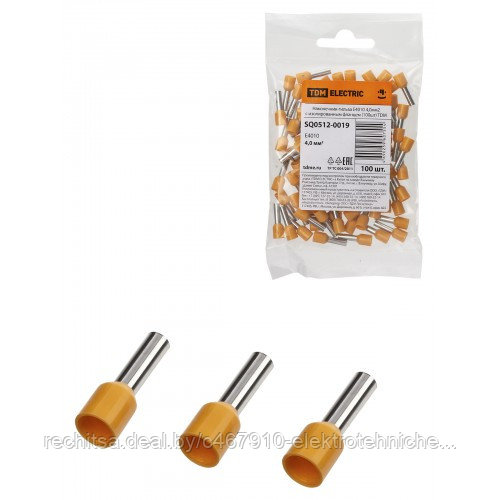 Наконечник-гильза Е4010 4,0мм2 с изолированным фланцем (100шт) TDM