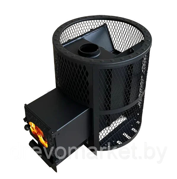Печь для бани Березка "КОРВЕТ" 15 СЕТЧАТЫЙ КОЖУХ СТЕКЛО