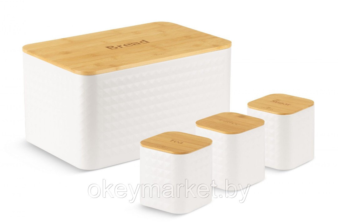 Набор Хлебница с емкостями для хранения Edenberg EB-162  бамбук, нержавеющая сталь