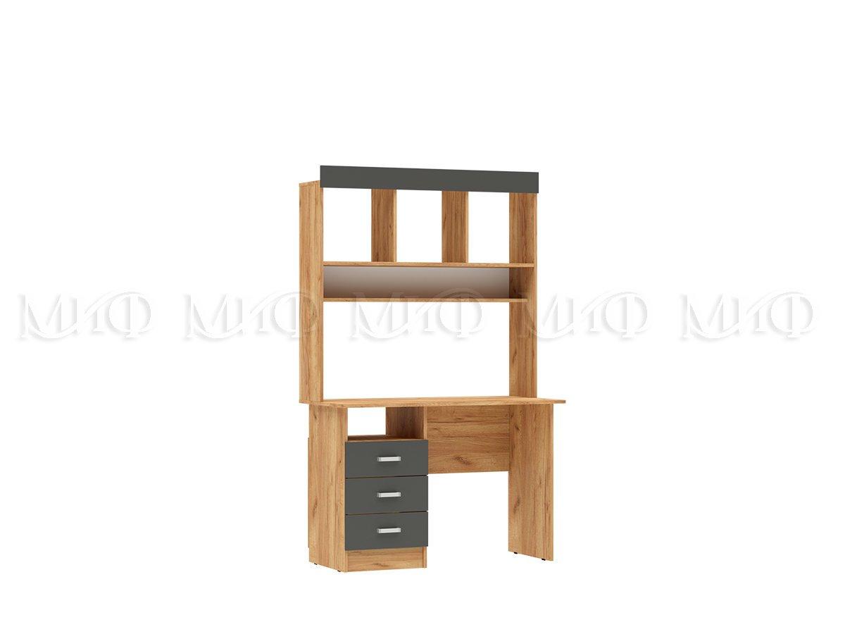 Стол МАРТИНА  с надстройкой  (Дуб Крафт золотой/ Графит) МиФ