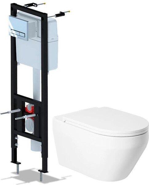 Унитаз подвесной с инсталляцией Saniteco KW-9009W + Ани Пласт WCP4141