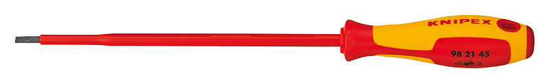 Отвертка SL4.5x0.8 шлицевая VDE 1000V, длина стержня 180 мм, L-287 мм (KNIPEX)