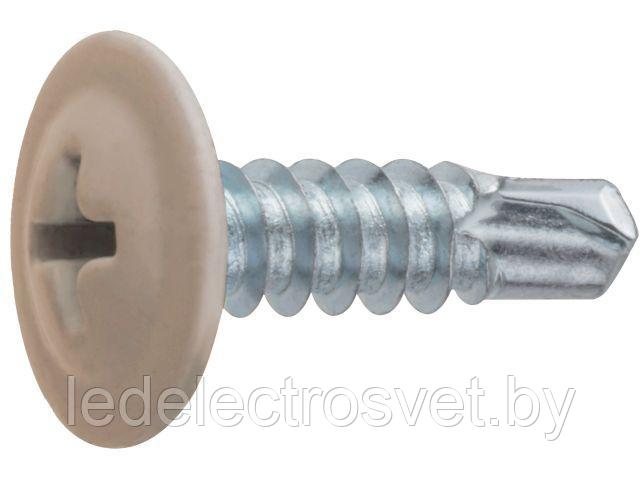 Саморез 4.2х16 мм с прессшайбой, цинк, со сверлом, RAL 1014 (150 шт в пласт. конт.) STARFIX