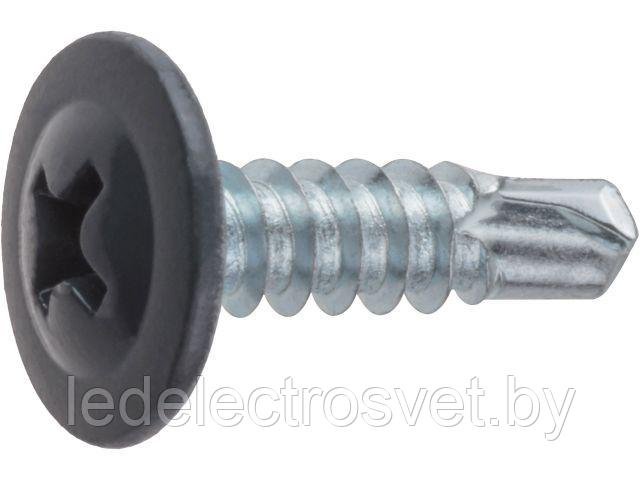 Саморез 4.2х16 мм с прессшайбой, цинк, со сверлом, RAL 7024 (14000 шт в коробе) STARFIX