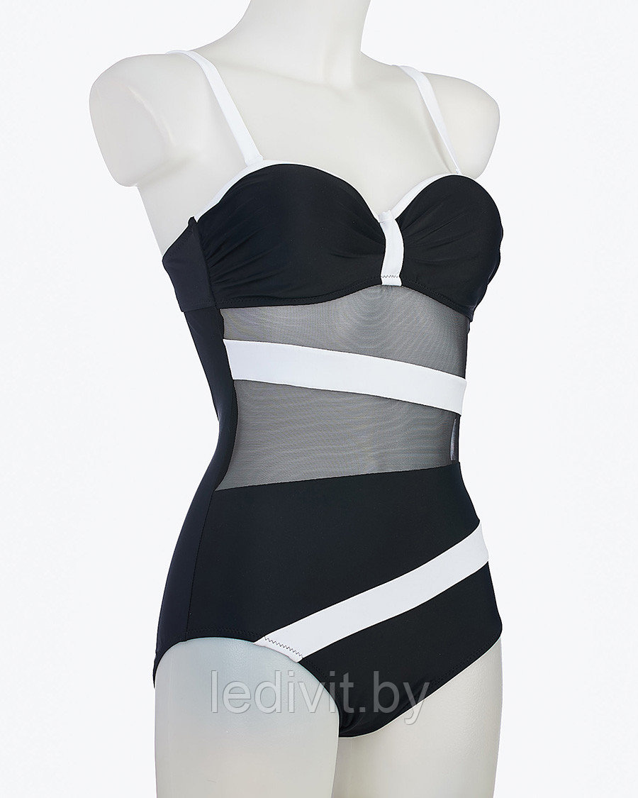 606 C Купальник сплошной (44-52) (38, черный-белый)