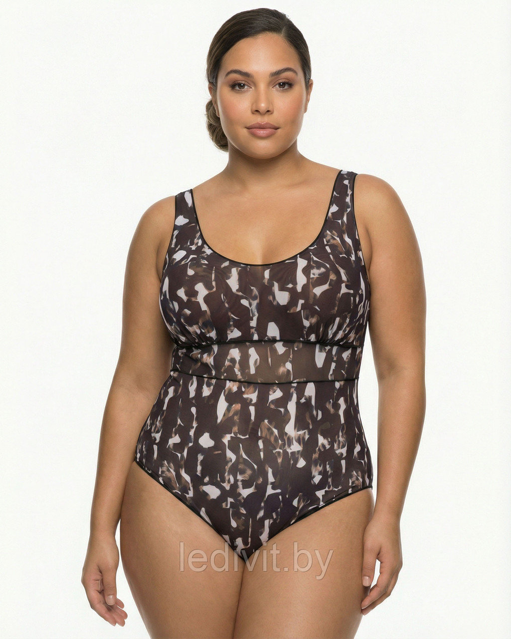 162 BH FS Купальник сплошной пропускающий загар (50-58) (2XL(50-52), черно-белый)