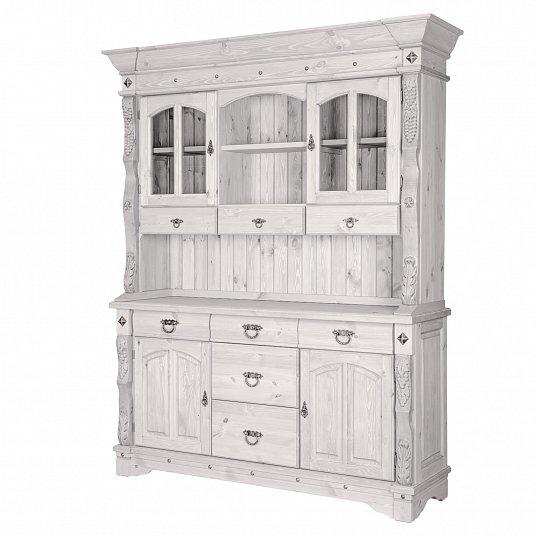 Буфет из массива сосны  с ящиками Викинг GL 05/01 белый воск