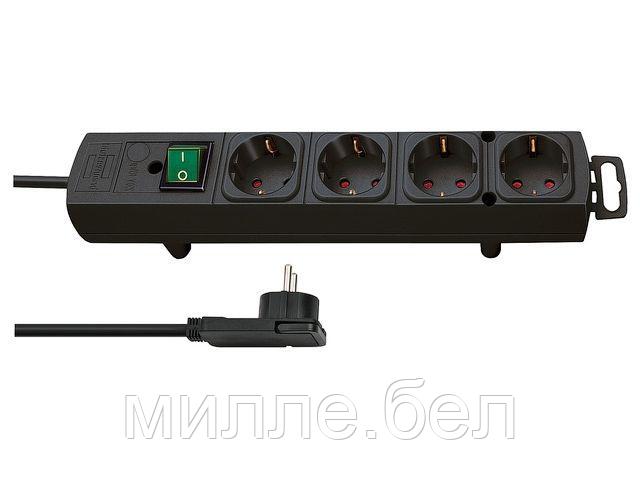 Удлинитель 2м (4 роз., 3.3кВт, с/з, выкл., ПВС) черный Brennenstuhl Comfort-Line (провод 3х1,5мм2, сила тока