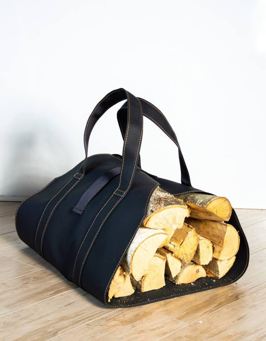 Переноска для дров F&W Vienna чёрная (экокожа)