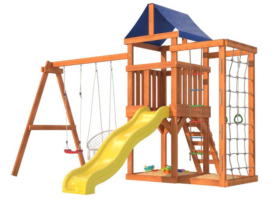 Игровой комплекс National Tree Company Fun Land с сеткой стенкой и плетенным креслом ДКПМ-4