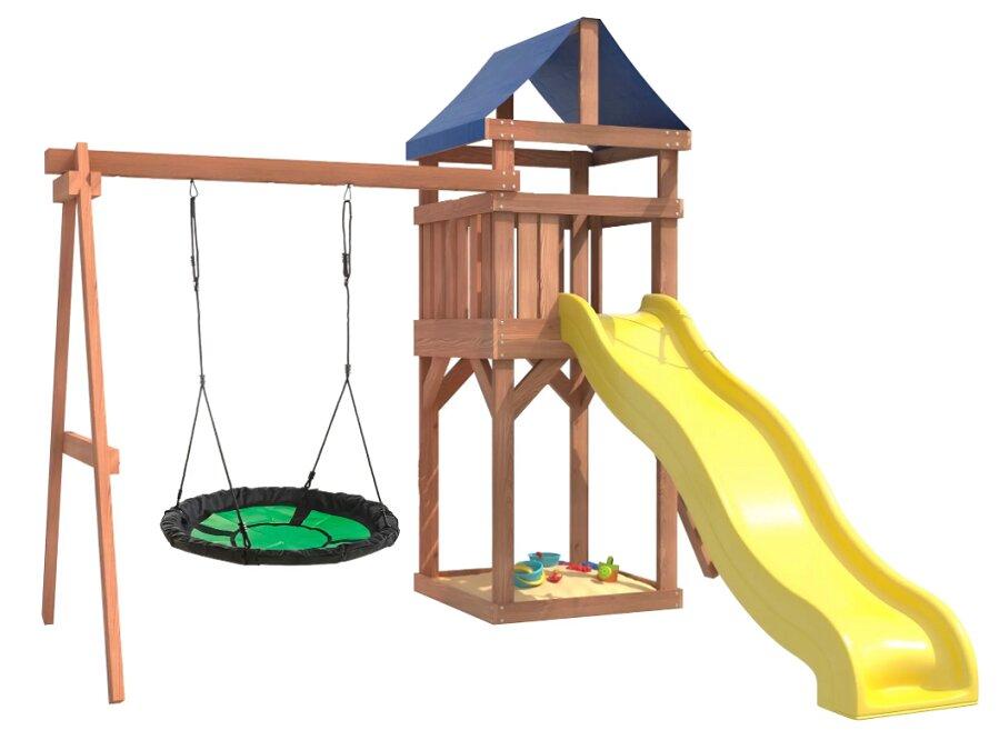 Игровой комплекс National Tree Company Классик с зелеными качелями гнездо Свиби IgroWoods ДКП-4