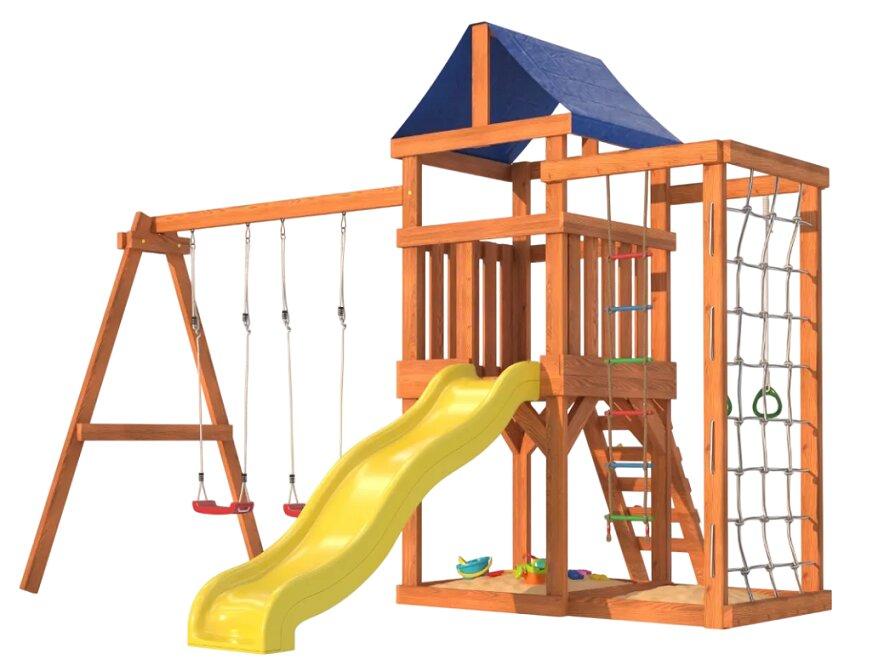 Игровой комплекс National Tree Company Fun Land с сеткой стенкой и качелями ДКПМ