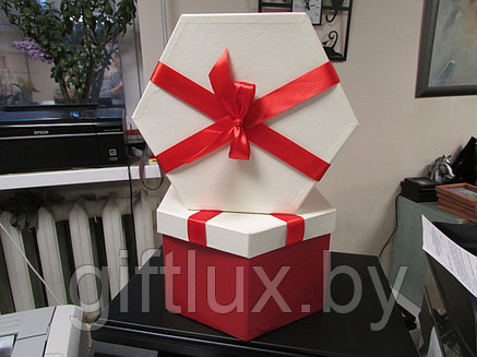 Коробка подарочная с бантом шестигранник "Рафаэлло",24*14см (Imitlin), фото 2