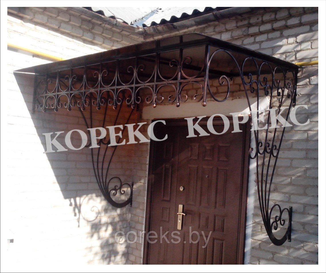 Козырек односкатный с элементами ковки №1 - фото 1 - id-p25432126