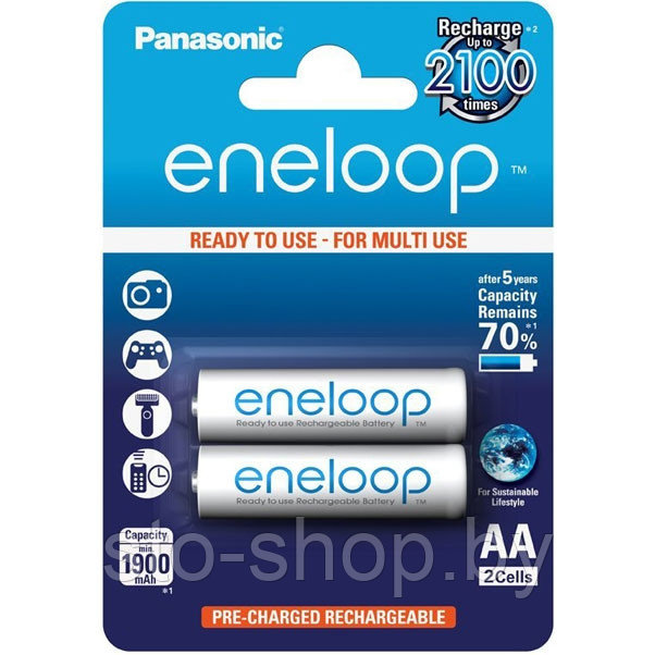 Panasonic eneloop AA 1900 mAh/BK-3MCCE 2BP Аккумулятор 2шт