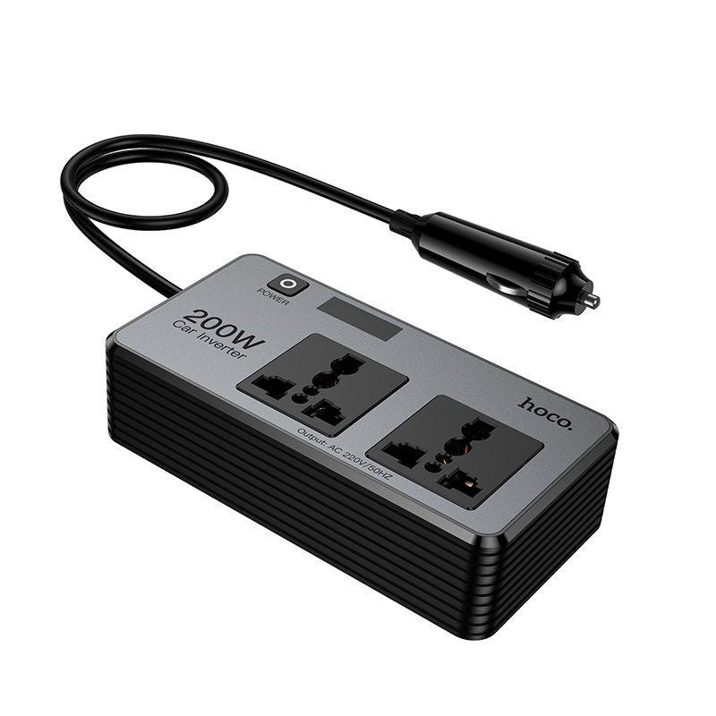 Автомобильный инвертор HOCO Z66 12V-220V 200W (2*AC розетки) + 66W (Type-C+2хUSB) - фото 2 - id-p245804723