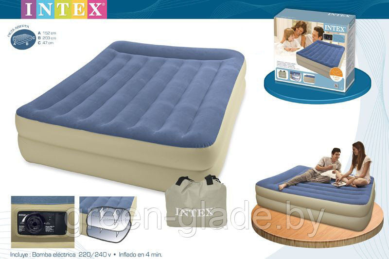 Надувная кровать Intex 67714 Pillow Rest Raised Bed 203*152*47 см - фото 1 - id-p2286811