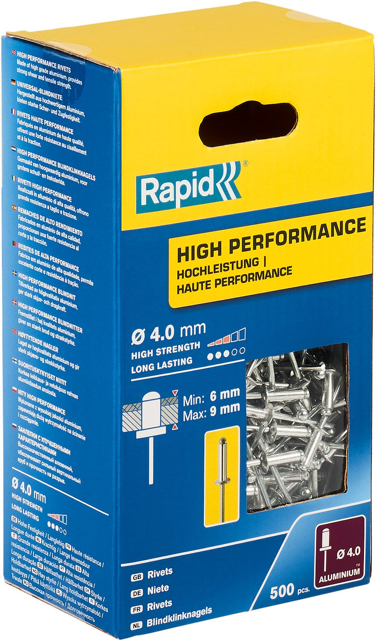 RAPID R:High-performance-rivet, 4.0 х 12 мм, 500 шт, алюминиевая высокопроизводительная заклепка (5001434), фото 1