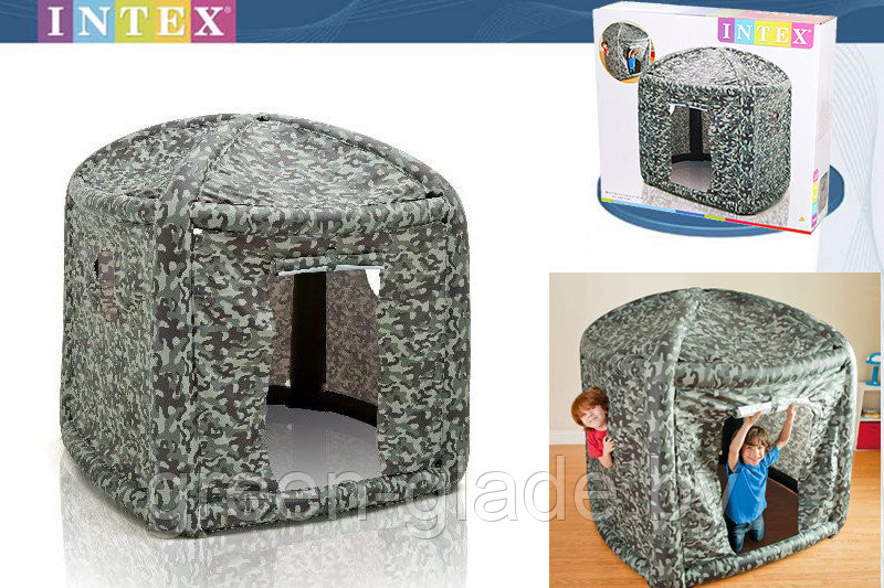 Детская игровая надувная палатка (домик) Intex 48620 Камуфляж 152x152x147 см