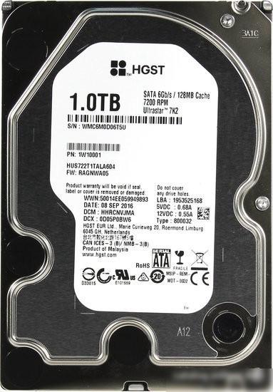 Жесткий диск HGST Ultrastar 7K2 1TB [HUS722T1TALA604]