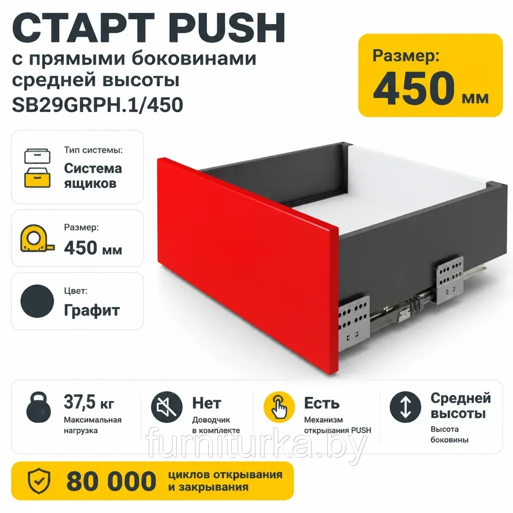 СТАРТ PUSH с прямыми боковинами средней высоты SB29GRPH.1/450